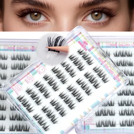 Self Adhesive Lashes Clusters Wispy: Gekinye No Glue Needed Lashes D Curl 48 Pcs Pre Glued Eyelashes Lashes 9-13mm
