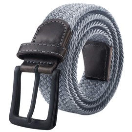 maikun Elastic Mens Belt, Braided Stretch Woven Belts for Men for Work,Golf and Jeans. Color Grey,Length 43"