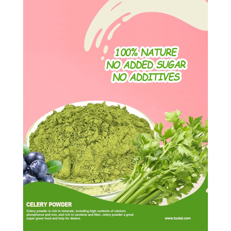 Premium Celery Powder, 100% Natural Celery Powder Rich in Antioxidants,