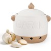 Garlic Keeper, 5.5" Ceramic Garlic Holder for Counter, Large Garlic