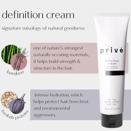 Privé Definition Hair Cream - High Hold Styling Cream for Smoothing, Molding & Shaping - Anti Frizz Hair Products for Slick Back Looks - Adds Texture, Tames Fly Aways & Provides Frizz Control (3 oz)