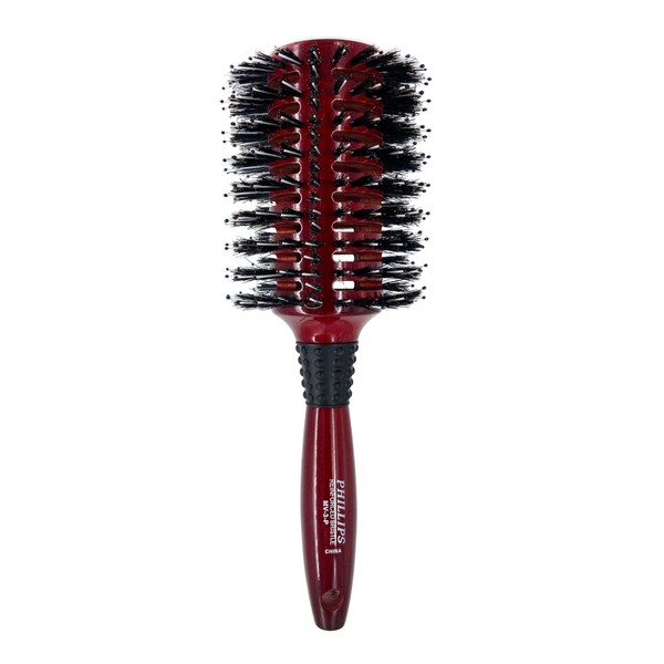 Phillips Brush Mini Monster Vent 3 Poly-Tipped Professional Hair Brush (3.5” Diameter Barrel) - Vented Blowout Hairbrush with Nylon Reinforced Boar Hair Bristles, Beech Wood Handle with Rubber Grip
