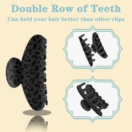 Claw Clip,Non‑Slip Design for Thin & Thick Hair,Cute Fashion Hair Accessories for Women & Girls(Black - Leopard print)