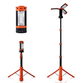 EP 12000mAh Rechargeable Portable Camping Light with Stand, 2200-10000 Lumens Dimmable LED Work Light, Detachable Tripod Magnetic Flashlight for Camping Garage Fishing Emergency Power Outages Orange