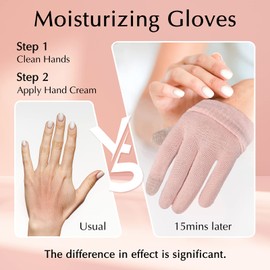 Evridwear Moisturizing Gloves for Sleeping, Cotton Gloves with Touchscreen Fingers for Dry Hands, Eczema Gloves Overnight UV Protection Gloves for Women(6 Pairs L/XL, Light Weight Pink Color)