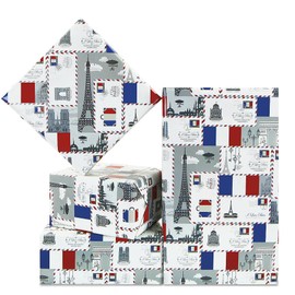 I Love Paris Wrapping Paper, Romantic French Paris Eiffel Tower Church, 4 Sheets Gift Wrap Paper, Flower Gift Wrap for Wedding, Birthday, Bridal Showers, Valentine's Day, National Day