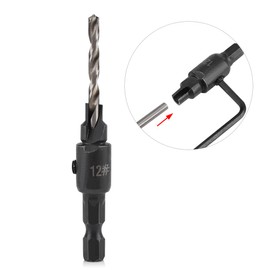 Ejoyous 4 Piezas de Brocas Avellanadas HSS, 1/4" Hexagonal, para Carpintería y Encimera de Fregadero, Tamaños #6, #8, #10, #12