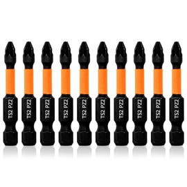 Hilpaty PZ2 Screwdriver Bit Set 50 mm Length 10 Pieces Pozidriv Screwdriver Bit Professional Magnetic Impact Wrench Bits, 1/4 Inch Hex Shank