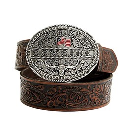 Shyanne Women's American Cowgirl Floral Tooled Buckle Belt - SASP22BT3 X-