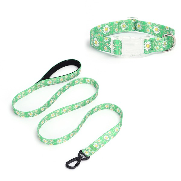Pimaodog Girl Dog Collars with Daisy Patterns, Cute Dog Collar