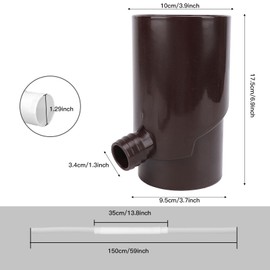 Rain Diverter, Rainwater Collection System Fits for 10cm Downspout Diverter Colander, Rain Diverter Kit with Hose, Round Rainwater Diverter for Irrigation (Brown)
