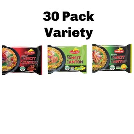 Pancit Canton Variety - 3 Flavor Assortment, 10 of each Citrus Kalamansi, Chilimansi and Hot Chili - (Pack of 30)
