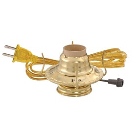 B&P Lamp® #2 Electric Brass Plated Burner with On-Off Switch and Brown Color Cord