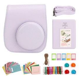 Funda para Cámara para Mini 12, Bolsa para Cámara de PU con Filtro de álbum Pegatina de Marco Colgante de Color, Funda con Cómodo y Ajustable Correas