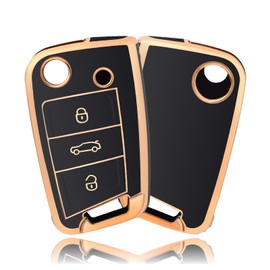 OFFCURVE Car Key Cover Car Key Case Key Fob Cover Car Key Protector 3 buttons Compatible with VW Volkswagen Golf 7 Variant Polo Tiguan Seat Leon Cupra Skoda Octavia Superb