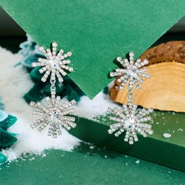 Snowflake Christmas Earrings Stud for Women Dangle Drop Sparkly Dangling Winter Jewelry Xmas Festival Holiday Gifts