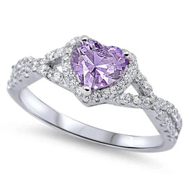 CloseoutWarehouse Simulated Lavender Cubic Zirconia Infinity Heart Promise Ring Sterling Silver Size 7