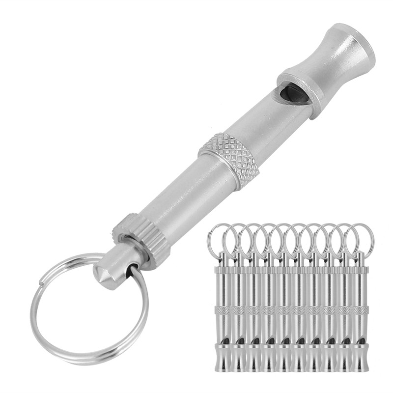10PCS Adjustable Dog Whistle Trainer Sound Waves Stainless Steel Pet
