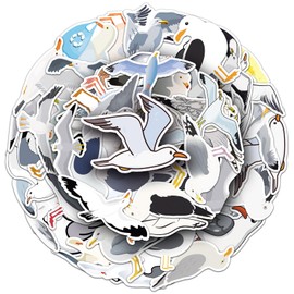 Seagull Stickers for Laptop (50 Pieces), Gift for Children, Teenagers, Adults, Boys, Sea Whales, Waterproof Vinyl Stickers for Scrapbooking, Skateboard, Car, Luggage