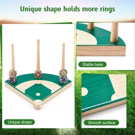 Spiareal Spiareal Baseball Ring Holder, Softball Ring Display Case, Championship Baseball Ring Stand, Stadium Design Homeplate Stacked, Sports Baseball Ring Holder Gifts for Lovers Grandpa Dad