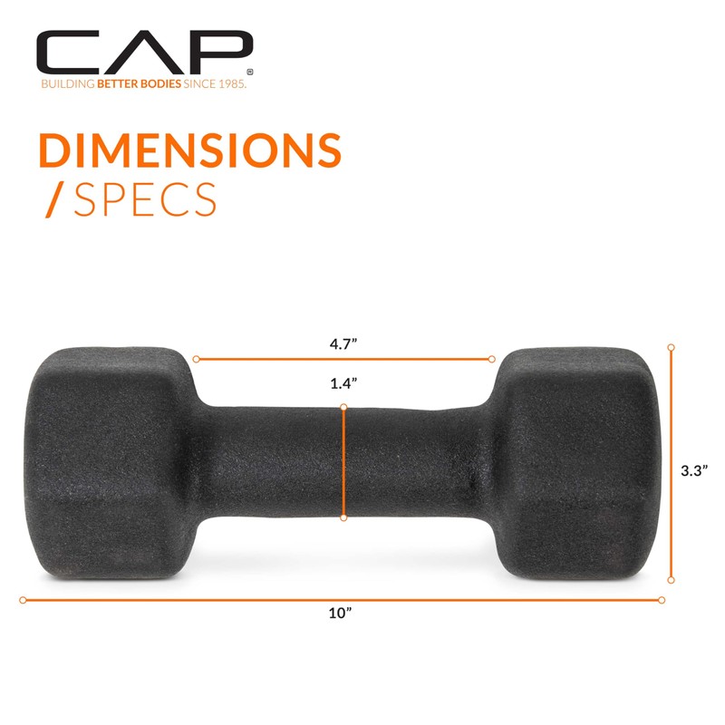 CAP Barbell Neoprene Dumbbell Weights, 12 lb Pair, Black