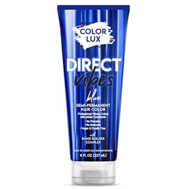 Color Lux Tinte semipermanente para el cabello Direct Vibes, azul, tono vibrante y duradero, sin amoníaco, vegano, sin sulfatos, sin parabenos, 8 fl o