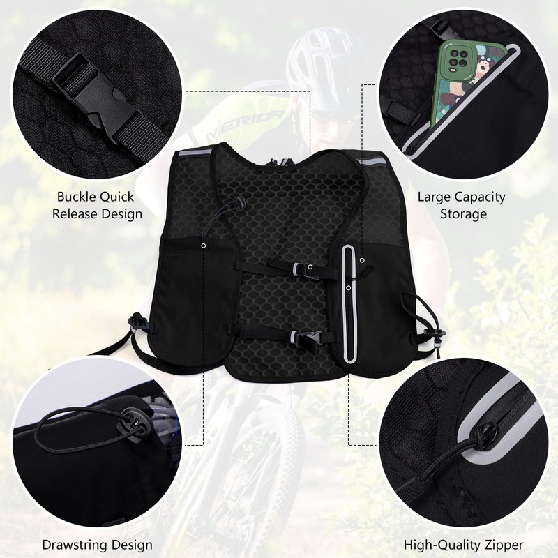 Running Vest with Water Bottles for Women & Men,Breathable Hydration