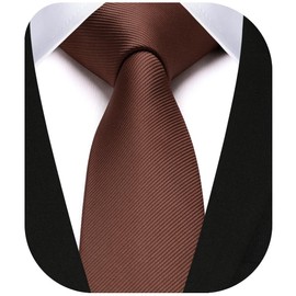 HISDERN BrownTies for Men Skinny 2.17'' Brown Necktie Formal Business Solid Color Mens Tie Chocolate Classic Woven Satin Neckties for Wedding Party