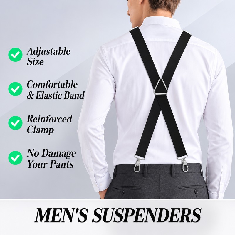 Heavy Duty X-Back Suspenders for Men – Adjustable Elastic Straps
