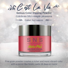 SNS Nail Dip Powder, Gelous Color Dipping Powder - Le Louvre (Pink/Mauve, Cream) - Long-Lasting Dip Nail Color Lasts 14 Days - Low-Odor & No UV Lamp Required - 1 OZ