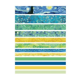 Sofecto 12 Rolls With 4 Sizes Van Gogh World of Colors Washi Tapes, Decorative Washi Masking Tape Colorful Writable Tape for Craft, Scrapbook, Bullet Journal, DIY, Gift Wrapping(Blue)