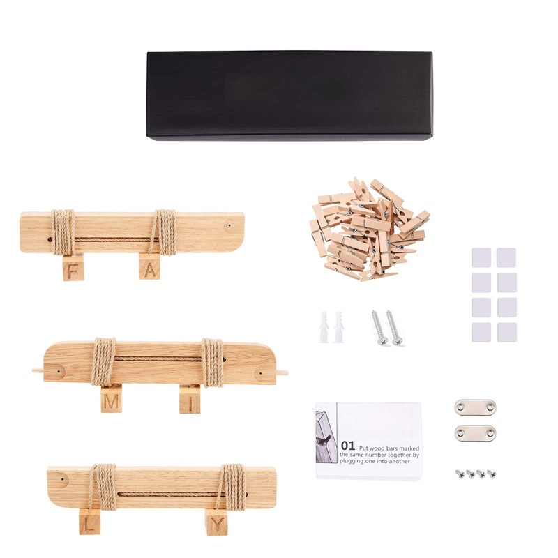 Love-Kankei Wooden Collage Picture Frame with 30 Small Wooden Clips