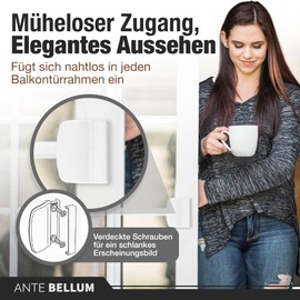 Ante bellum Balcony Door Handle – Versatile Plastic Door Handle for Balcony, Patio and Fly Screen Doors, Patio Door Handle Including Screws, Easy Installation without Drilling, Timeless Look in White