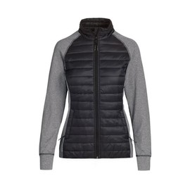 Landway Ladies Refuge Long Sleeve Athletic fit Hybrid Lightweight Puffer Jacket For Women - 7612 - Black/Grey - 2XL