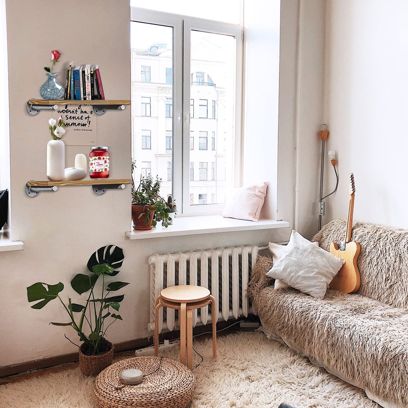 HOEMLIM Shelf Bracket, 4 Pack Floating Shelf Bracket Rustic Wall