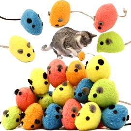 Youngever 20 Pcs Cat Toys, Catnip Mice, Cat Mouse Toys, Catnip Cat Toys, Interactive Play for Cat, Puppy, Kitty, Kitten (Color)