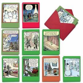 NobleWorks - 20 Funny Christmas Cards Assorted (10 Designs, 2 Each) - Boxed Humor Christmas Greetings, Bulk Holiday Notecard Humor - Bizarro by Piraro Holiday AC5546XSG-B2x10