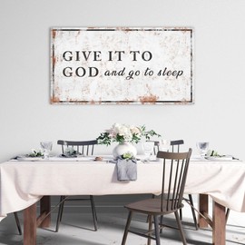 Christian Wall Art - Religious, Inspirational Wall Decor & Family Wall Decor - Bible Verses Wall Decor, Kitchen, Bedroom & Living Room Decor, Scripture Quotes Art, Ready to Hang (Give it to God and Go