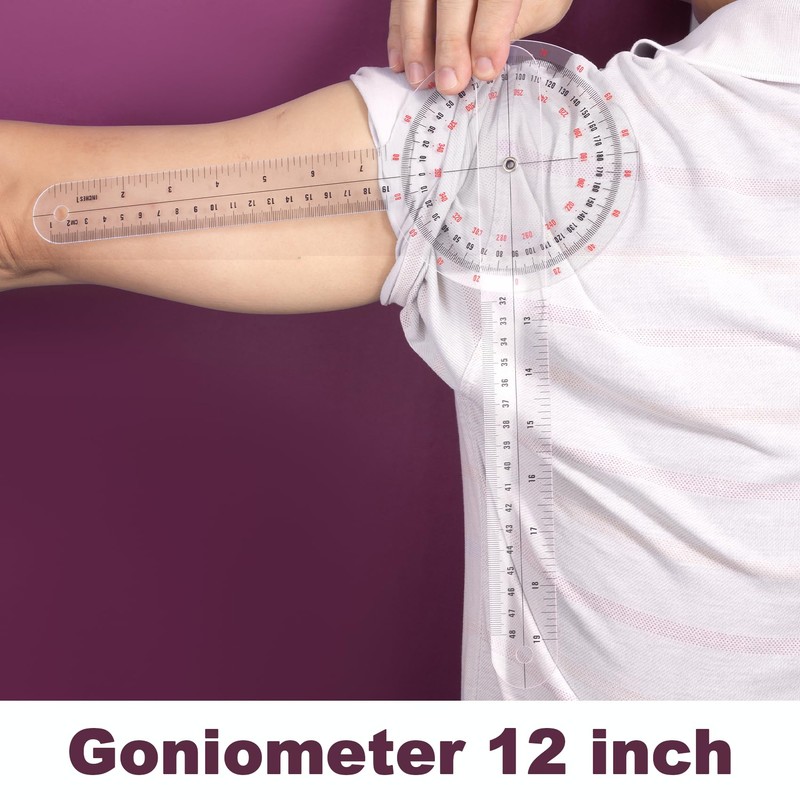 Lekgavd Goniometer 12 Inch, 360 Degree Plastic Orthopedic Angle Ruler,