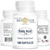 Bio-Tech Pharmacal Folic Acid (5 mg), 100 Capsules – All-Natural