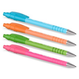 Paper Mate Flexgrip Ultra Retractable Ballpoint Pens | Medium Point | Blue Ink | Bright Retro Barrels | Pack of 10