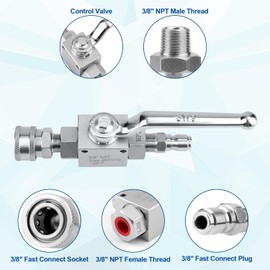 NQEUEPN High Pressure Washer Ball Valve Kit, Premium Stainless Steel 3/8 Fast Connect Ball Valve Pressure Washer Ball Valve Suitable for High Pressure Cleaning Hoses