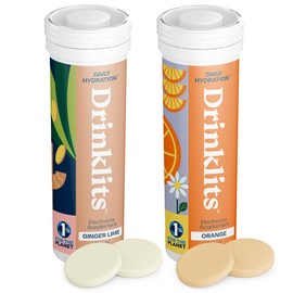 Drinklits Ginger-Lime & Orange Electrolyte Tablets (2) Tube Bundle | Daily Hydration Combo Pack | Delicious Natural Flavors - 0g Sugar – Travel Essential | 20 Servings - 10 Tablets Per Tube