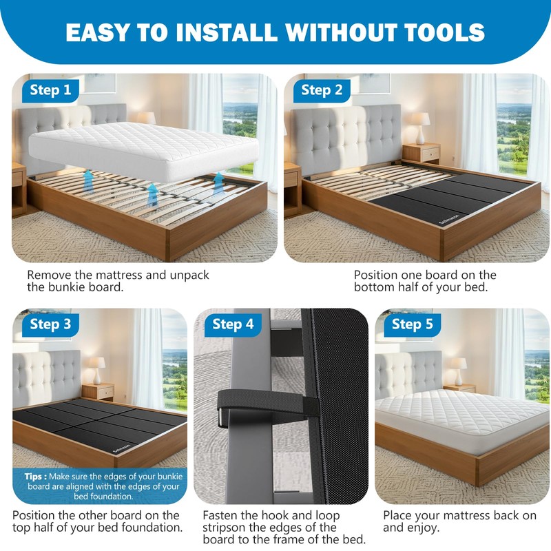 Sellmazon Bunkie Board Full Size (54x75''), Heavy Duty10mm Bed Boards