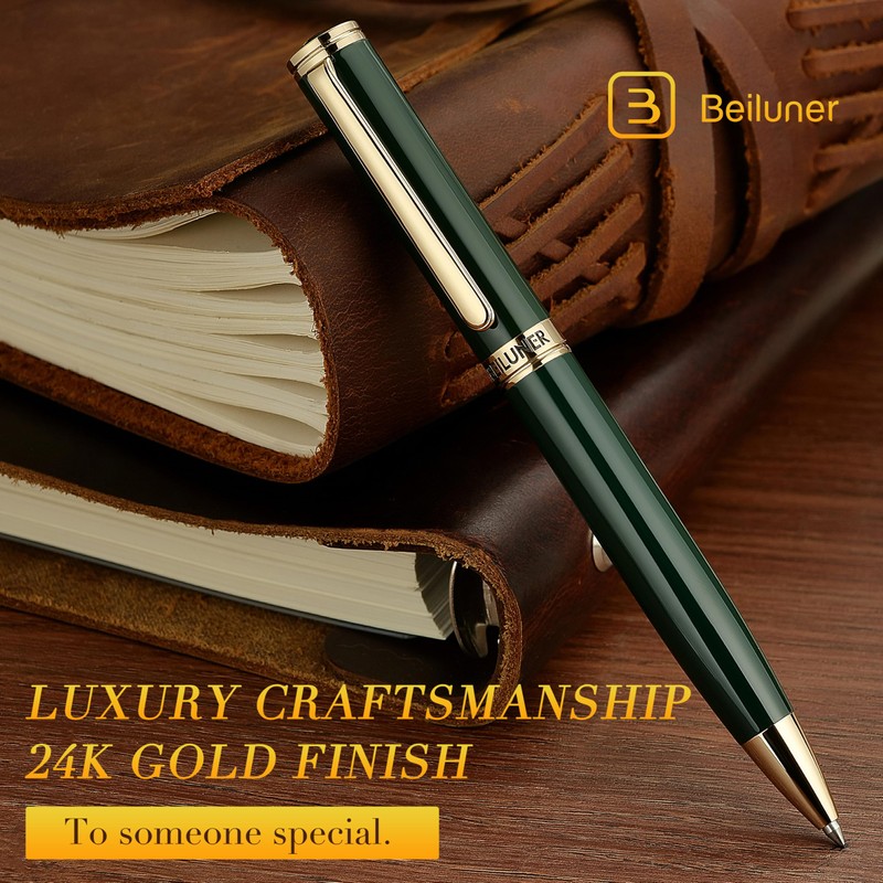 BEILUNER Luxury Gel Pen with 24K Gold Finish, Green Piano