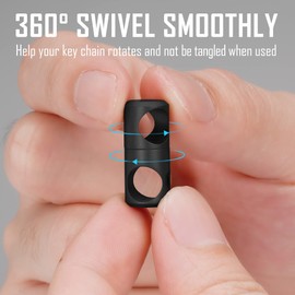 KeyUnity KA07 Titanium Swivel Key Ring Keychain Connector 2pcs, Anti Tangle 360° Rotating Key Linker for Carabiner & Split Rings (Black)