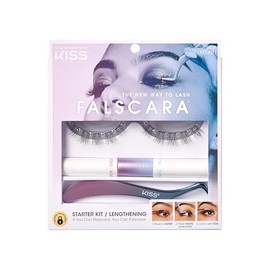 Kit Inicial Pestañas Falscara - Kiss 10 clusters, Bond & Seal y Pinzas aplicadoras Larga duración, Pestañas rápidas y fáciles en casa