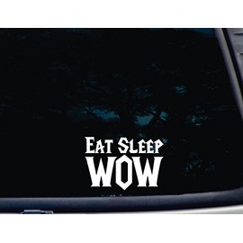Eat Sleep Wow - 5 1/2" x 3 3/4" die Cut Vinyl Decal for Windows, Cars, Trucks, Tool Boxes, laptops, MacBook - virtually Any Hard, Smooth Surface