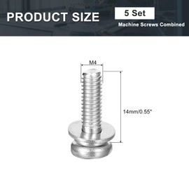 sourcing map M4 x 14mm 304 Stainless Steel Phillips Pan Head Machine Screws Bolts Combine with Spring Washer and Plain Washers 5Pcs