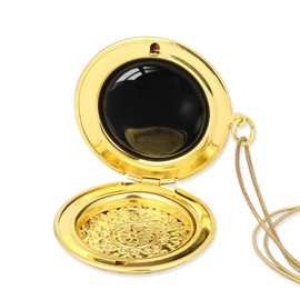 Scrying Mirror Necklace,Black Obsidian Mirror，Scrying Mirror ，MINI Scrying Mirror ，MINI Black Obsidian Mirror，retro mirror,Portable Scrying Mirror,Witchy Gifts,divination tools,witchcraft(gold)